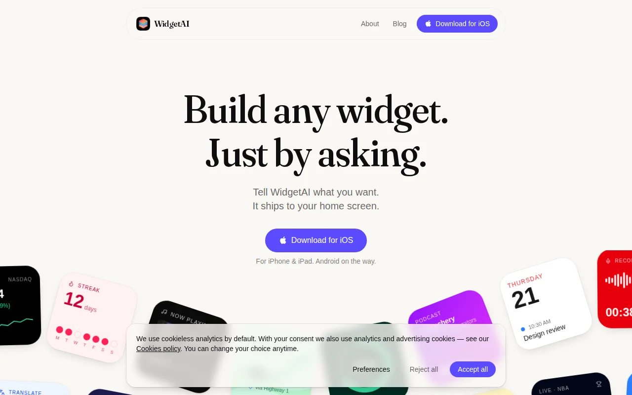 WidgetAI – Design iOS widgets in plain English, no Xcode
