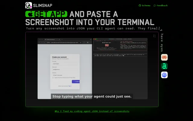 SlimSnap – mark a screenshot element, get JSON for your coding agent