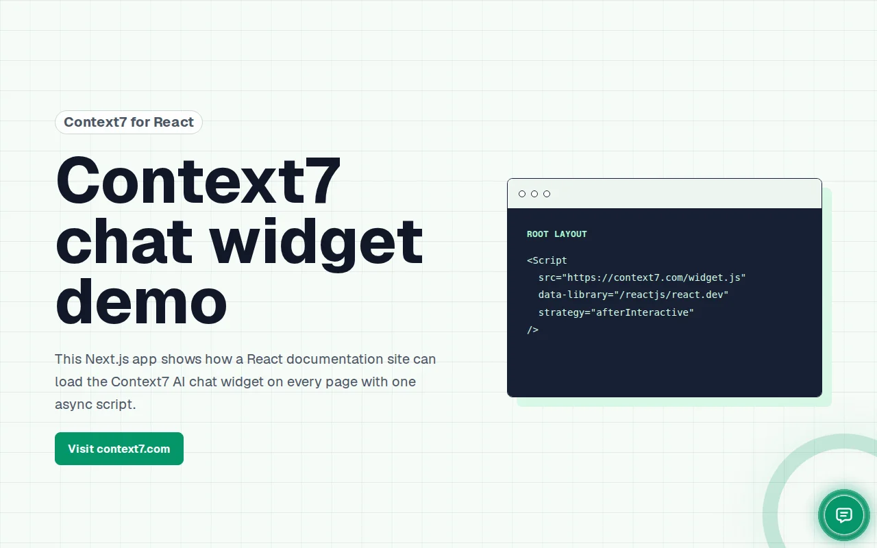 Add AI chat to any docs site with one script tag