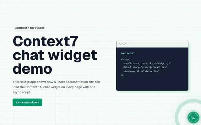 Add AI chat to any docs site with one script tag