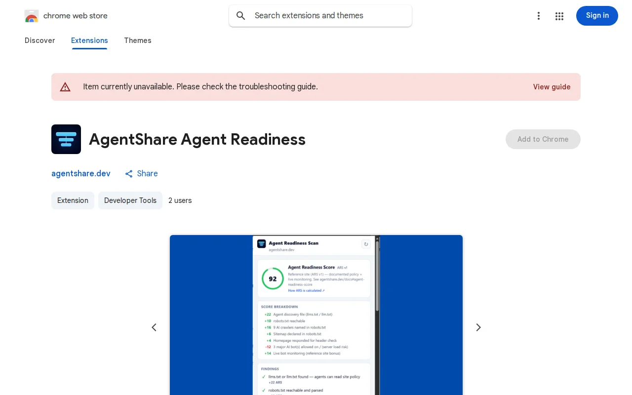 AgentShare Agent Readiness – Scan and optimize your site for AI bots