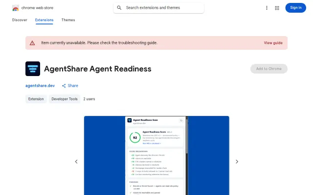 AgentShare Agent Readiness – Scan and optimize your site for AI bots
