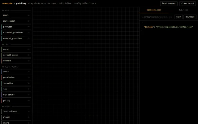 Drag'n'drop OpenCode Config Generator