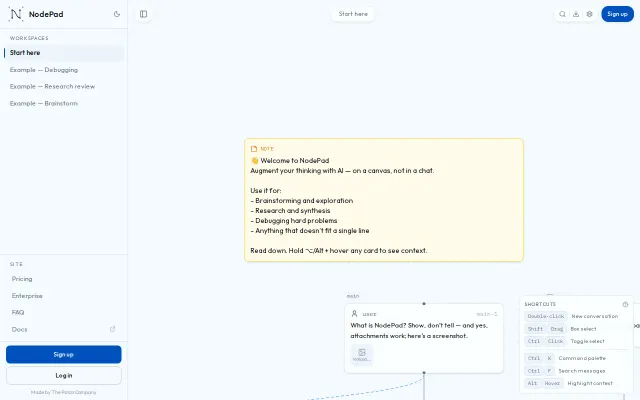 NodePad – AI agent on a canvas instead of a linear chat