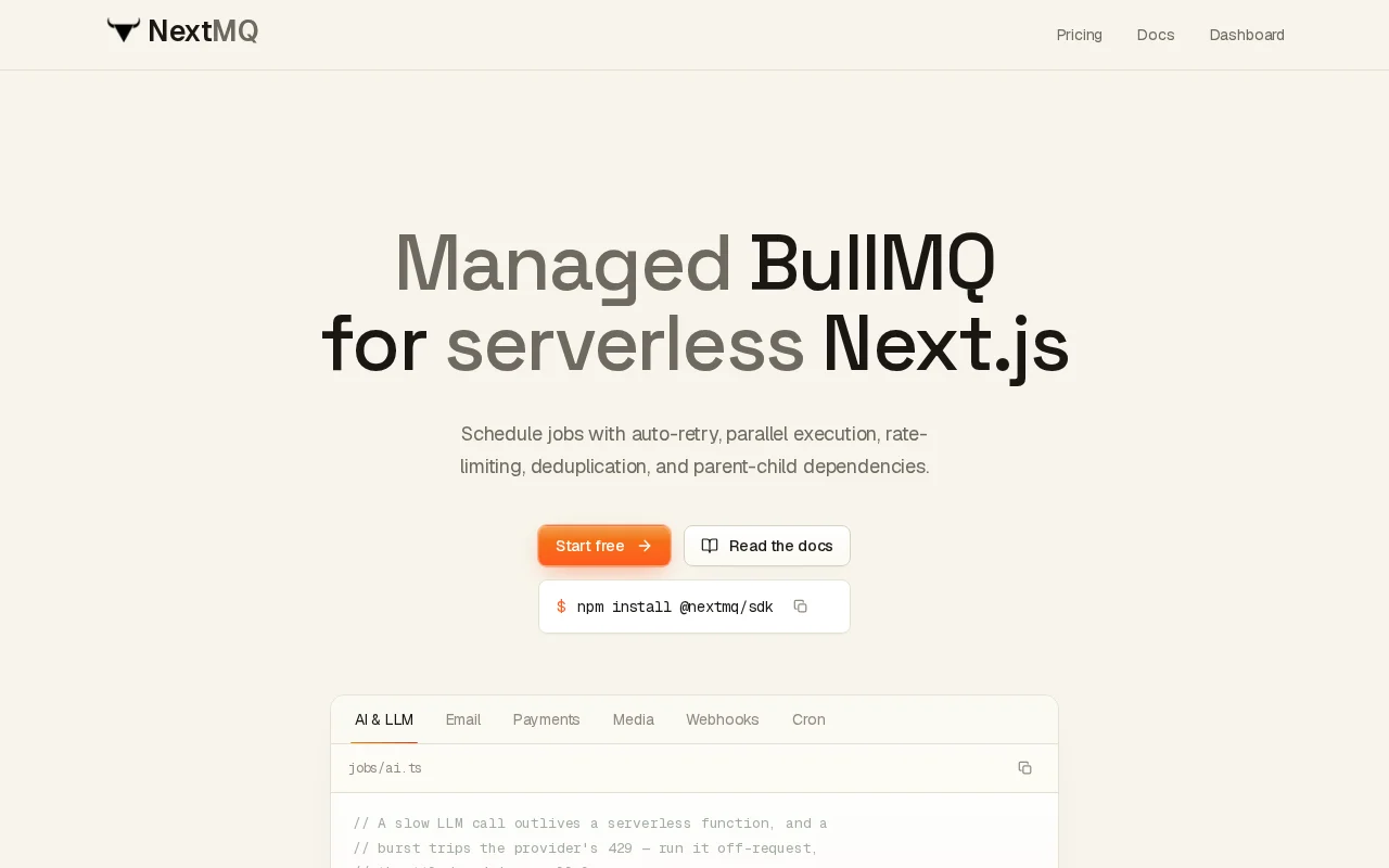 NextMQ – managed BullMQ for serverless Next.js