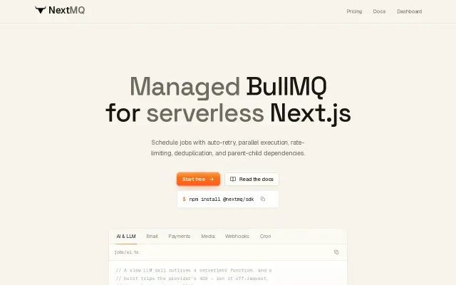 NextMQ – managed BullMQ for serverless Next.js
