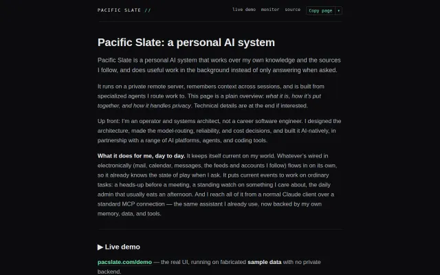 Pacific Slate – a self-hosted, model-agnostic multi-agent AI assistant