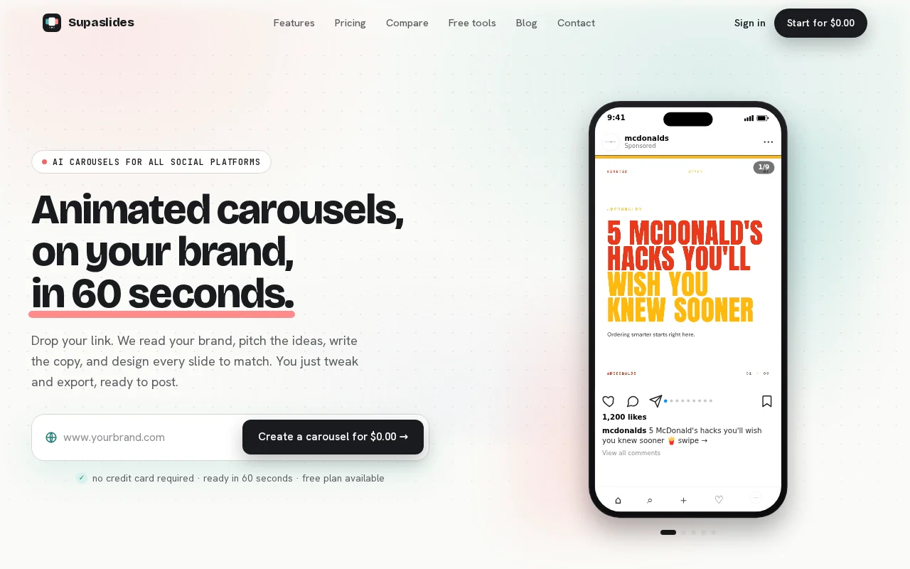 Supaslides – Create on-brand animated carousels in 60 seconds