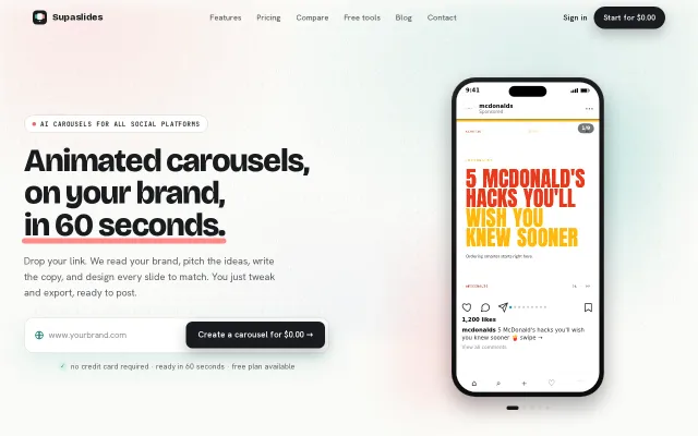 Supaslides – Create on-brand animated carousels in 60 seconds