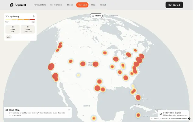 I made a heatmap of 3400 VCs who are open to cold emails