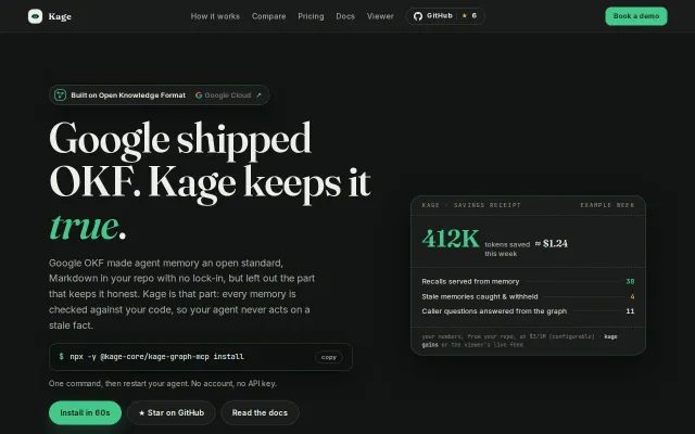 Kage, verification and freshness for Google's OKF agent memory