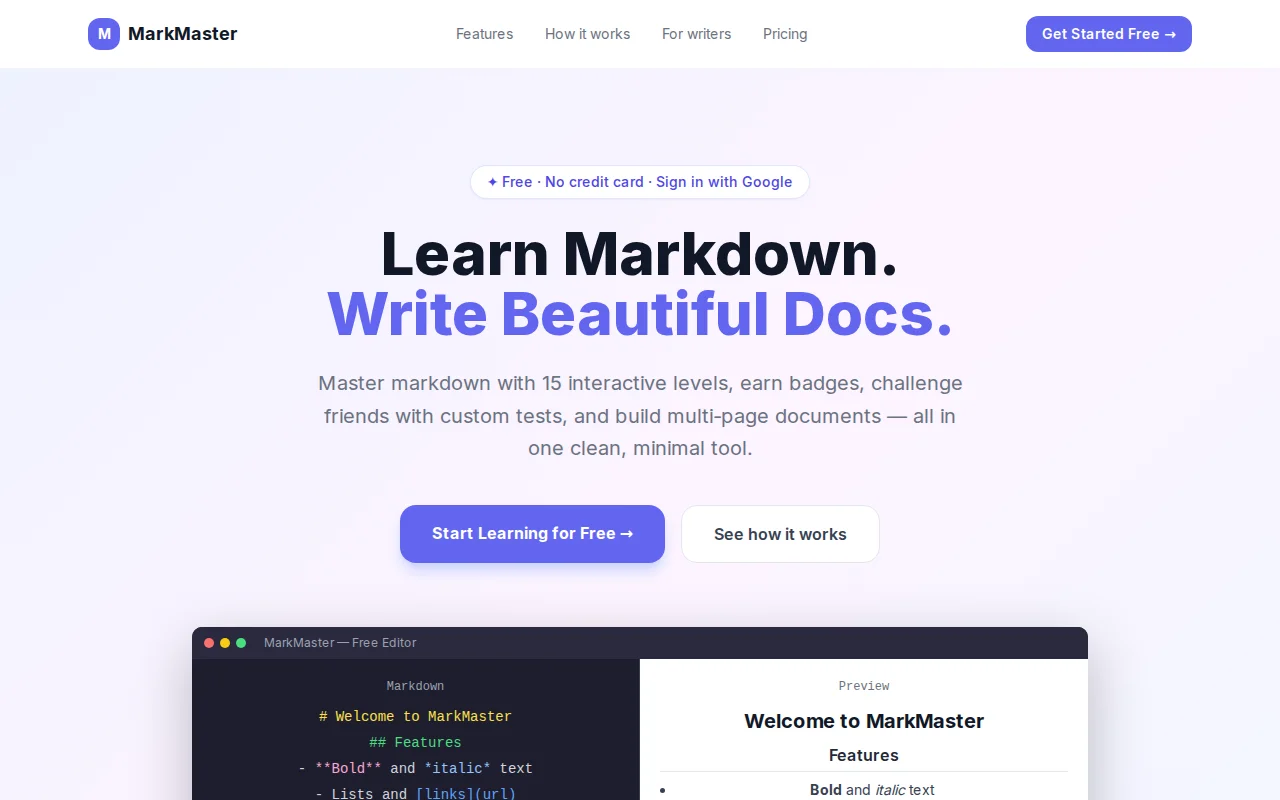I built a Markmaster, a Markdown learning tool for non-coders