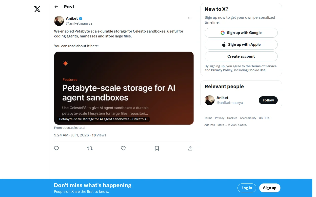 Petabyte-scale storage for AI agent sandboxes