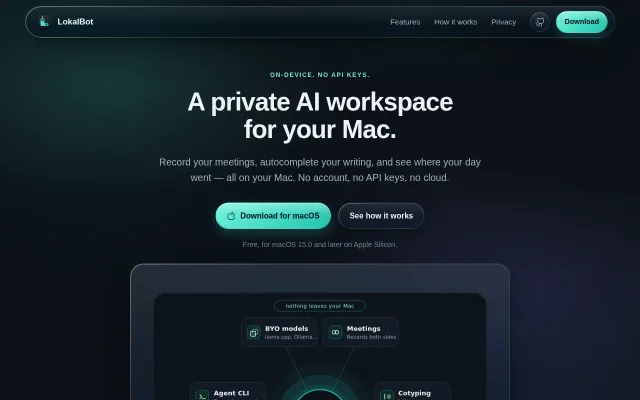 LokalBot – meetings, notes, and autocomplete that never leave your Mac