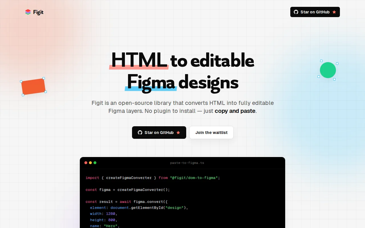Open-source library to copy-paste HTML into Figma as editable layers