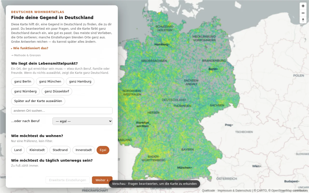 I computed livability for all of Germany by rent, commute, and QoL