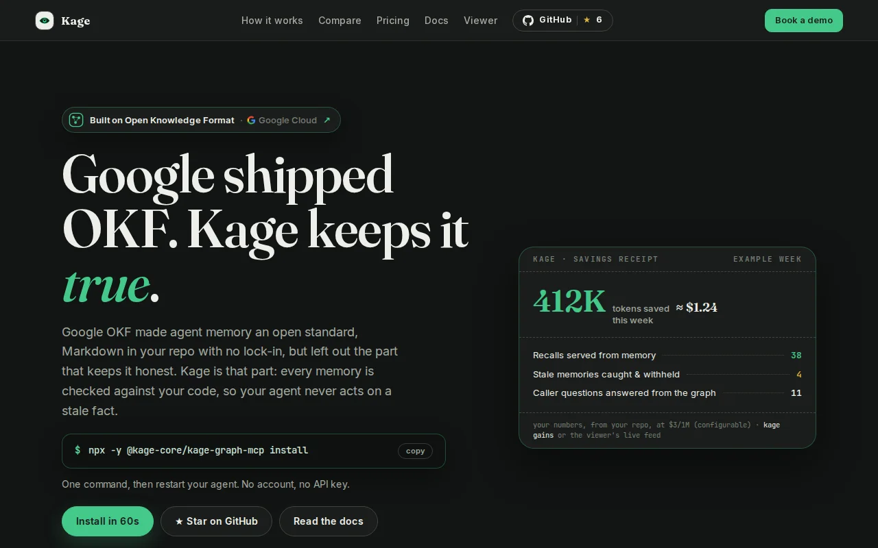 Kage, a framework to maintain and verify Google's OKF agent memory