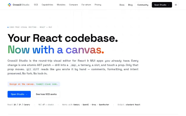 CrossUI Studio – a visual IDE for React that edits your real AST