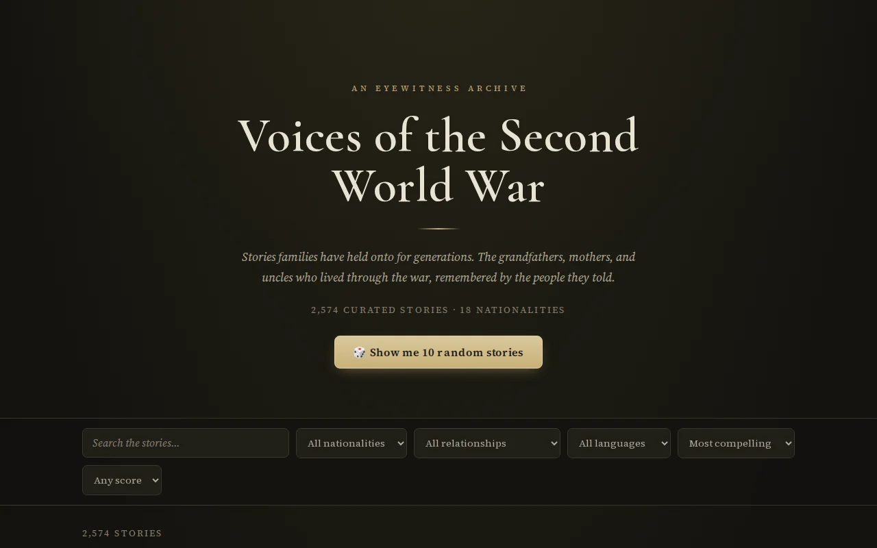 A collection of firsthand WW2 stories passed down through families