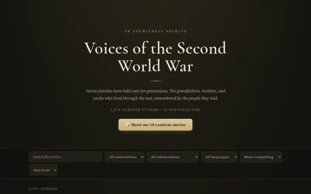 A collection of firsthand WW2 stories passed down through families