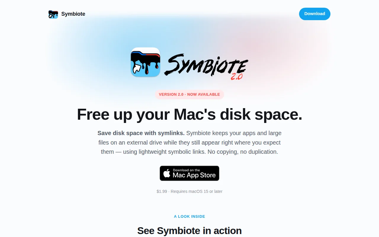 Symbiote - Free up Mac disk space with symlinks (auto manages them)