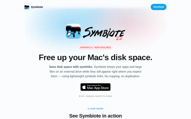 Symbiote - Free up Mac disk space with symlinks (auto manages them)