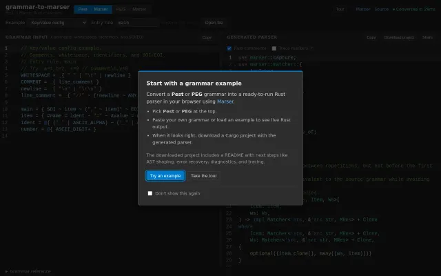 Grammar-to-marser - Input a PEG/Pest grammar and get a full rust parser