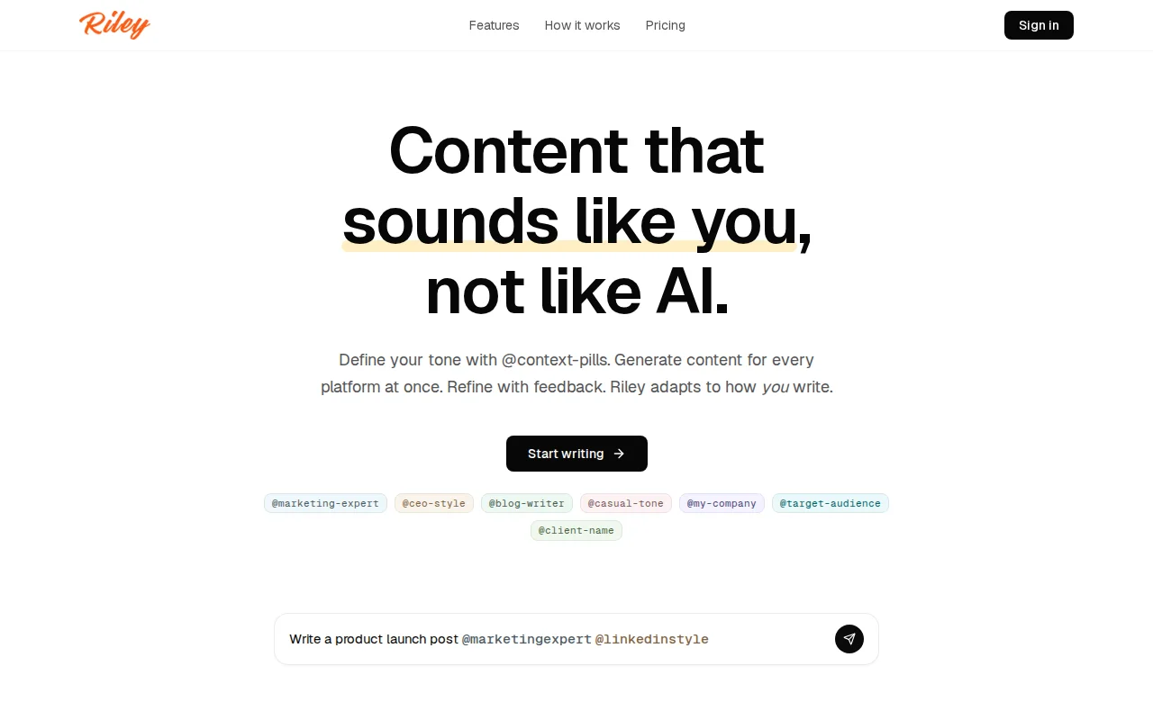 Riley – Content That Sounds Like You, Not Like AI