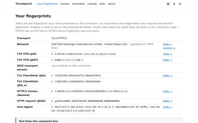 Thumbprint – A network fingerprint observatory