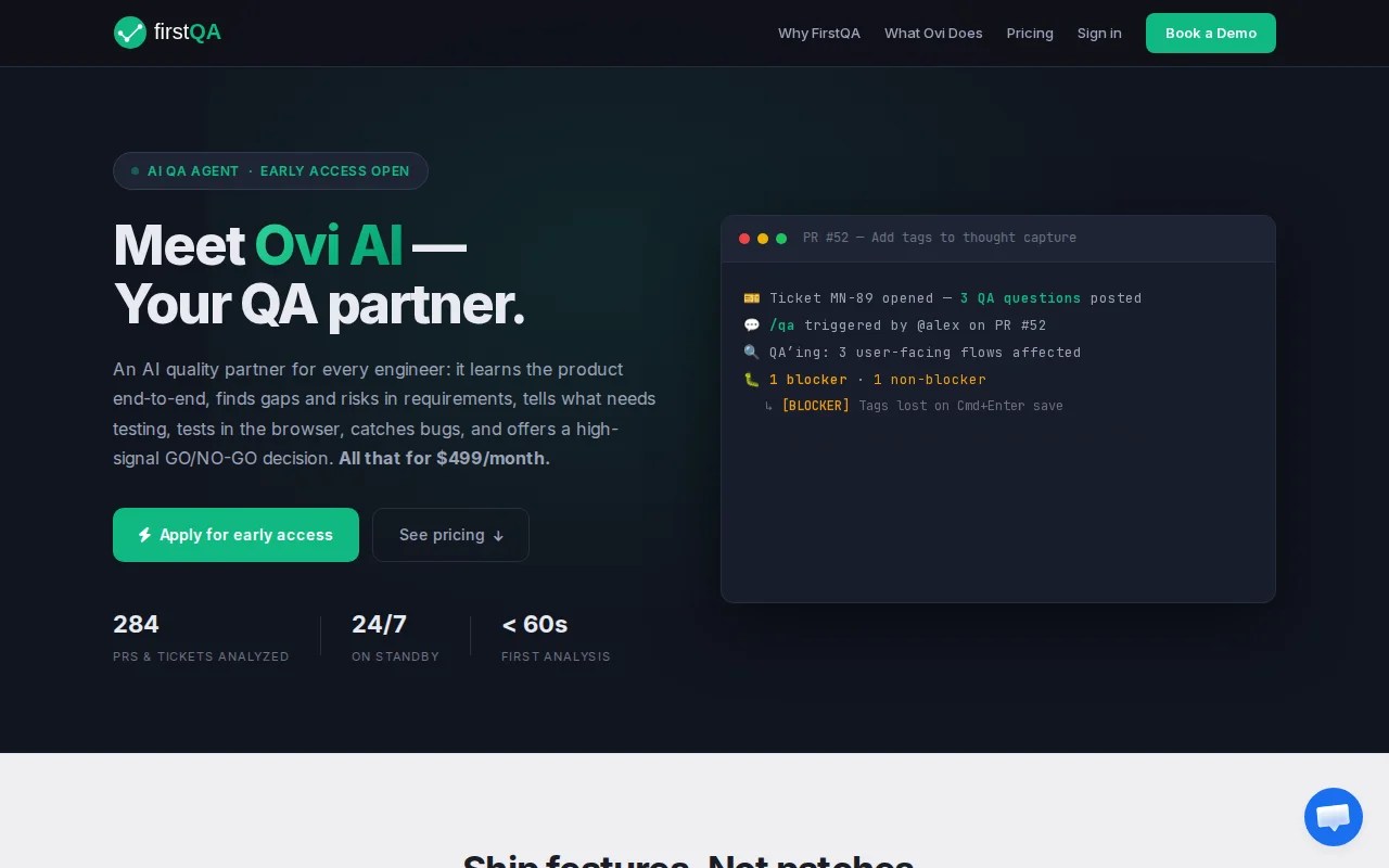 Ovi AI – AI QA partner that helps startups ship fast at high quality