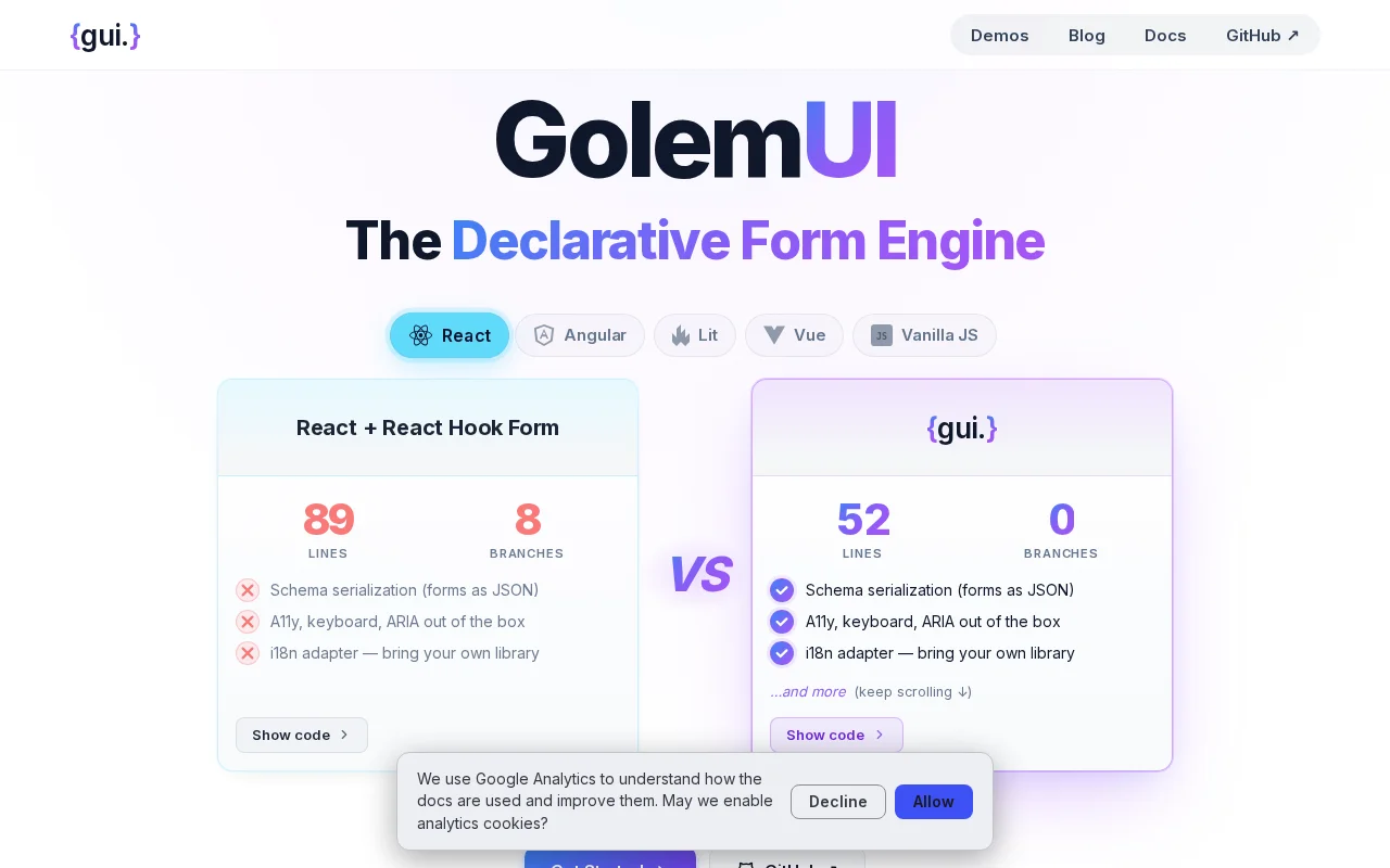 GolemUI – The new paradigm for JavaScript forms