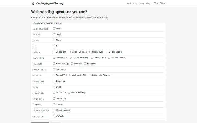 Coding Agent Survey – Which coding agents do you use?