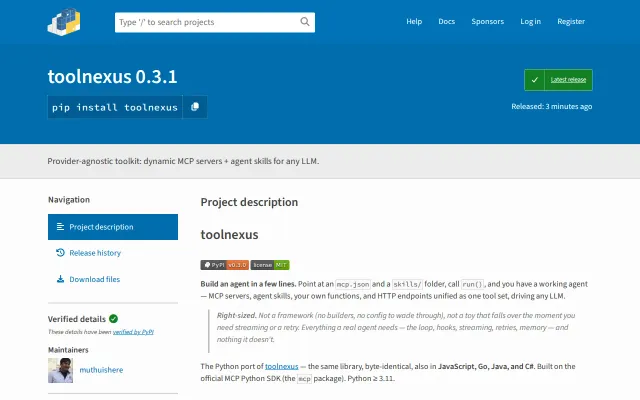 Toolnexus for Python – MCP, agent skills,a2a for any LLM