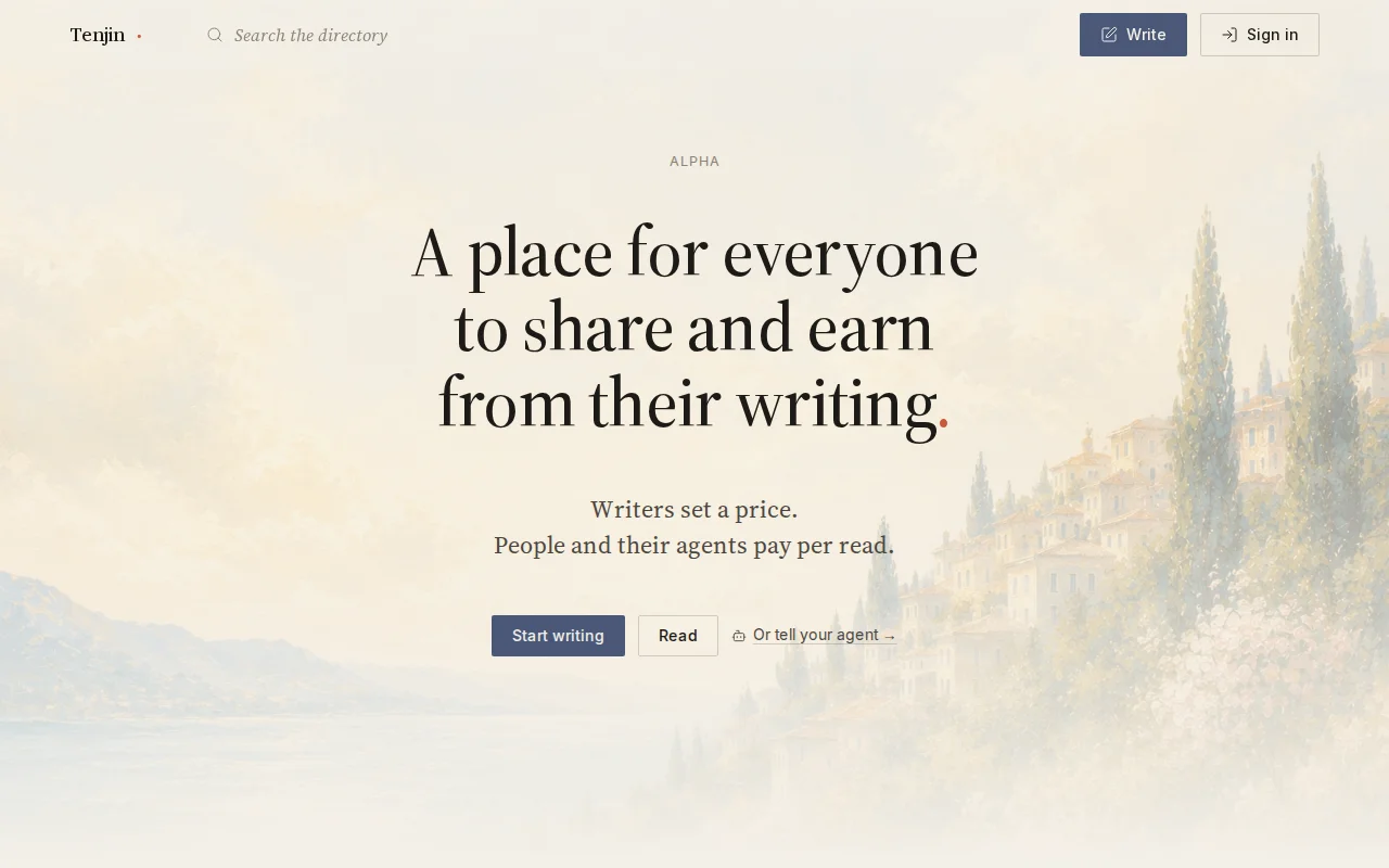 Tenjin – marketplace where humans and agents buy and sell MD files