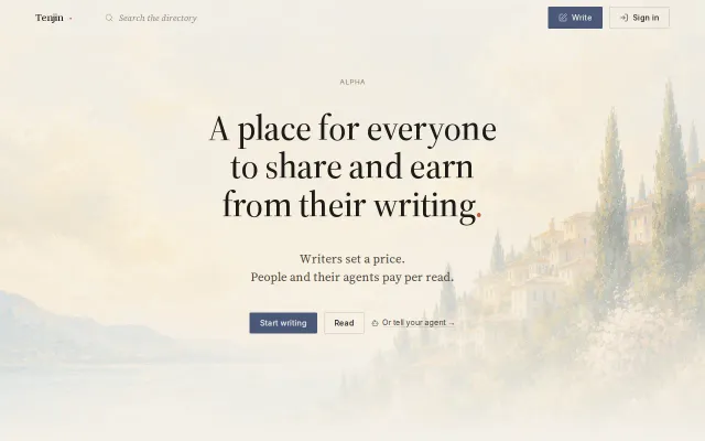 Tenjin – marketplace where humans and agents buy and sell MD files