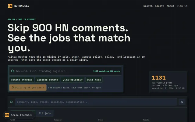Searchable directory of HN Job postings