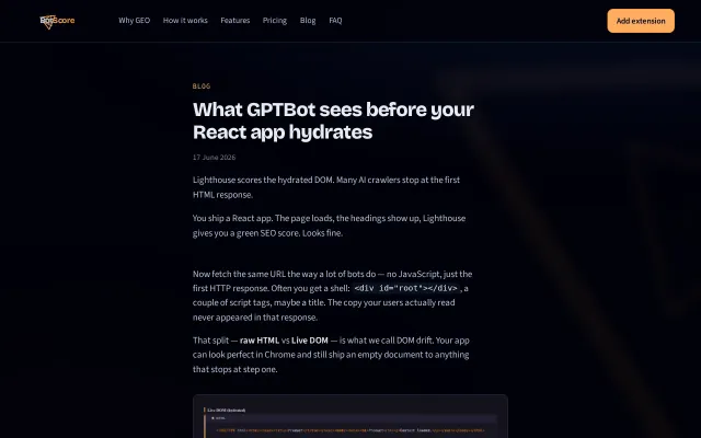 What GPTBot sees before your React app hydrates