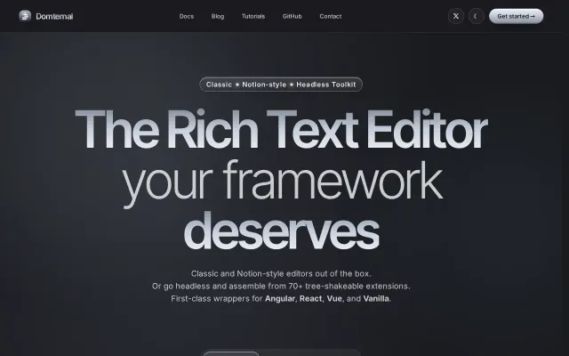 Domternal – headless rich-text editor for Angular/React/Vue/Vanilla