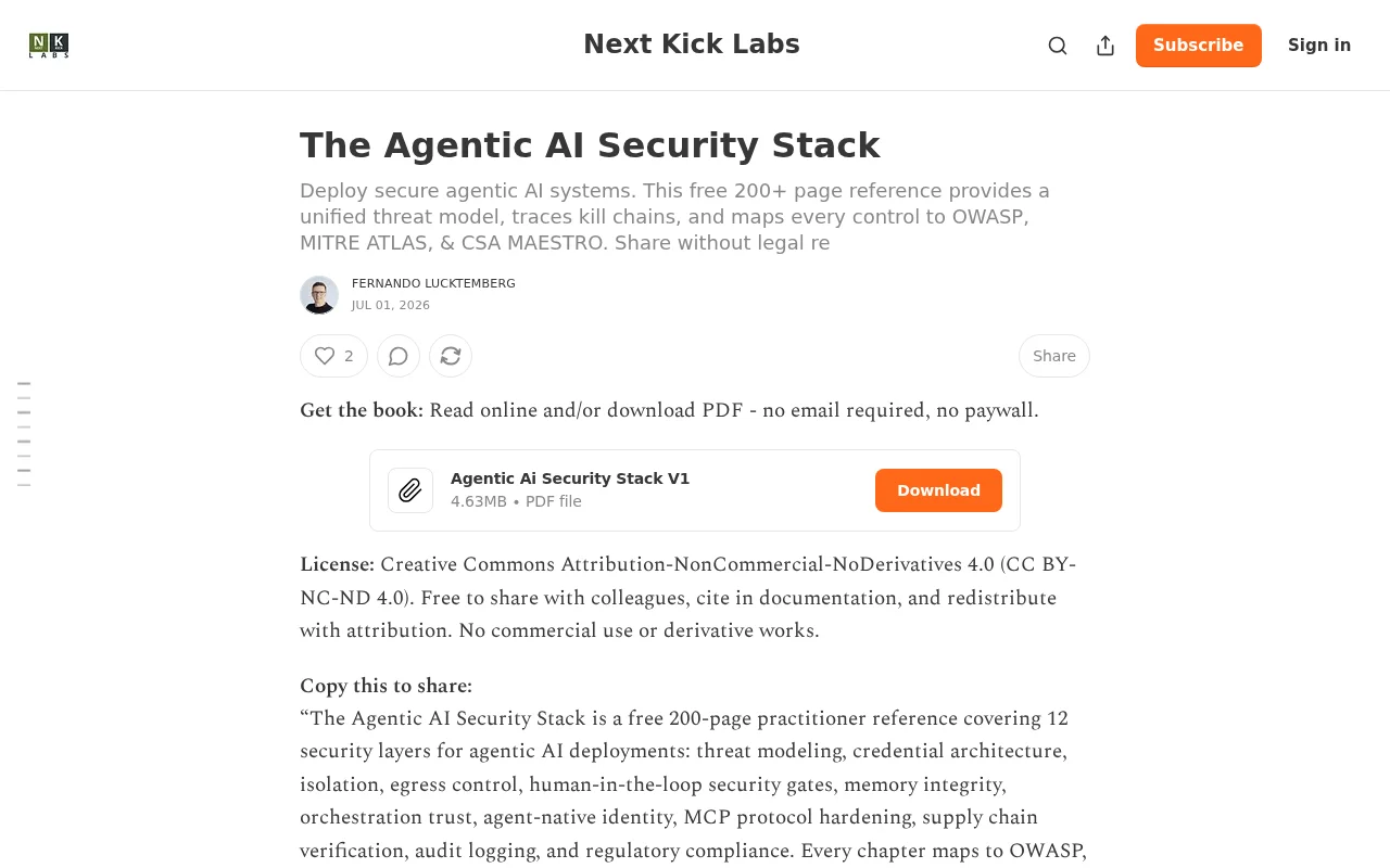 A free agentic AI security reference (CC BY-NC-ND 4.0)