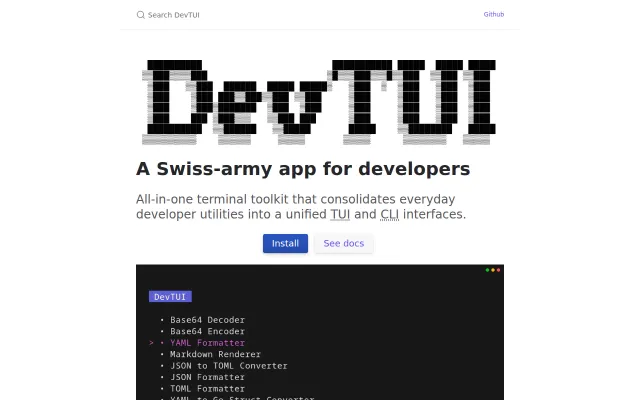 DevTUI – A Swiss-army app for developers
