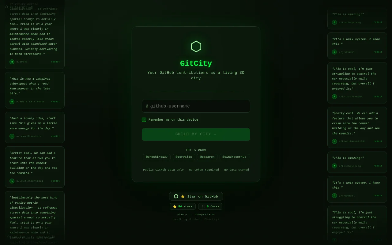 I turned GitHub contribution history into a driveable 3D city