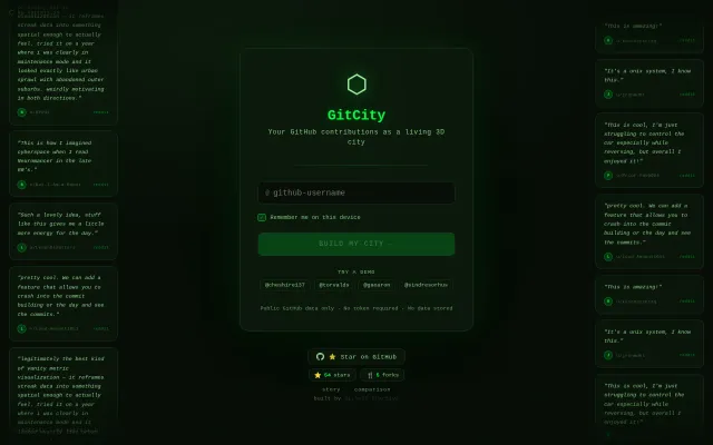I turned GitHub contribution history into a driveable 3D city