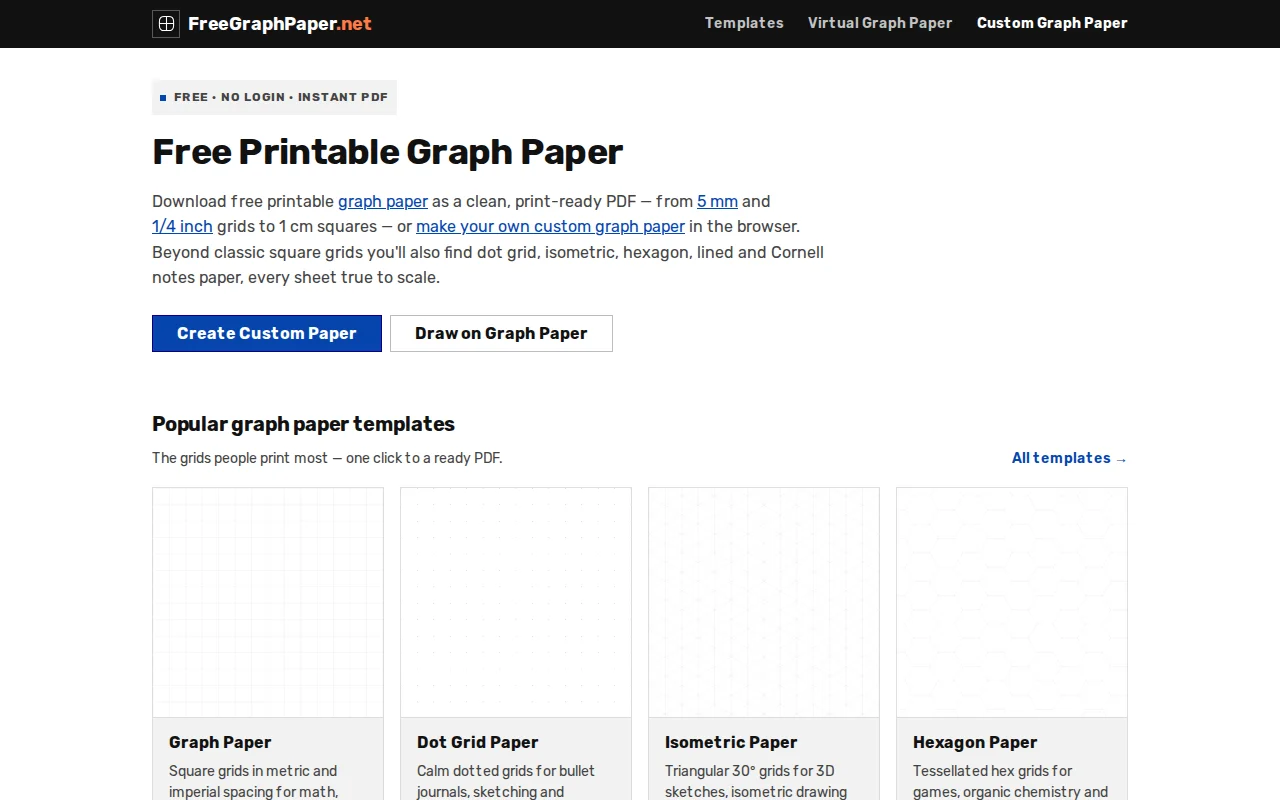 A graph paper generator that renders vector PDFs in the browser