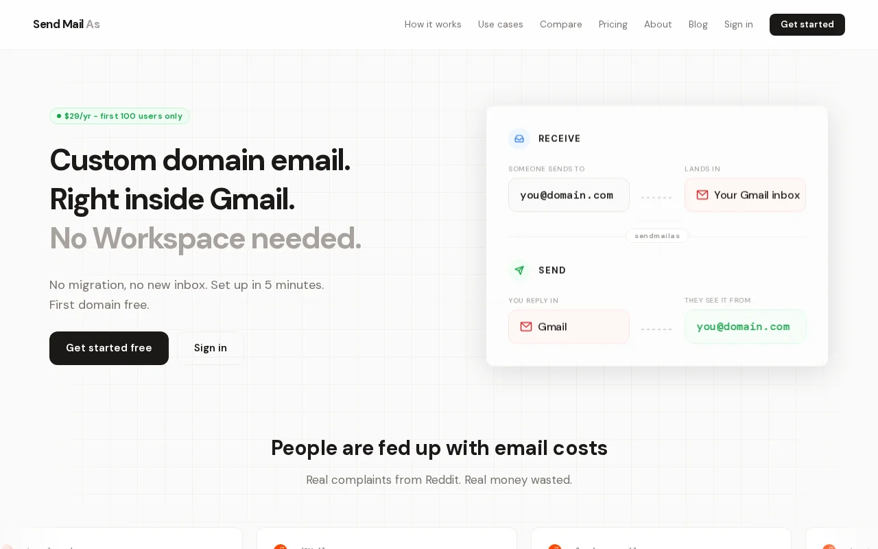 Send and receive custom-domain email from your existing Gmail