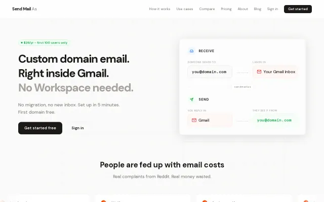 Send and receive custom-domain email from your existing Gmail