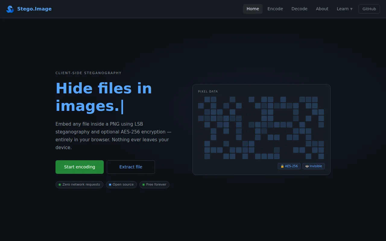 Image steganography tool – Hide any file inside a PNG image