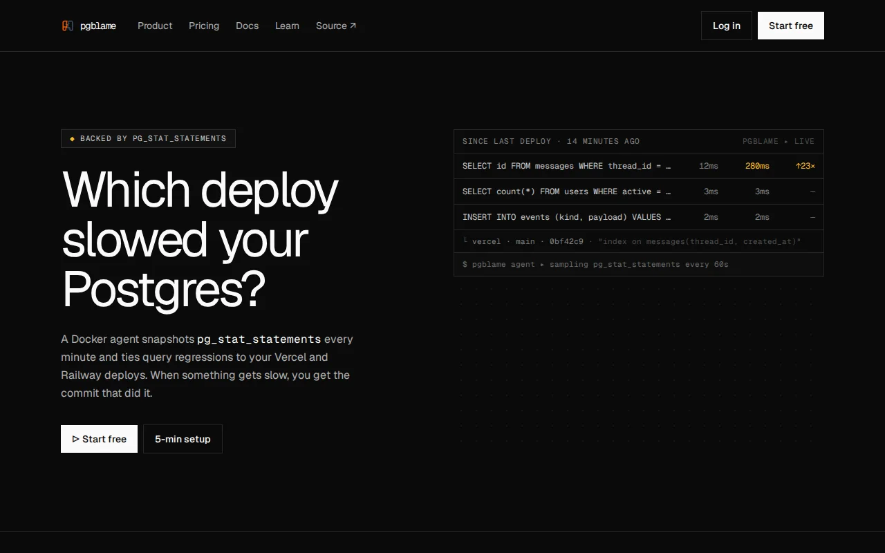 Pgblame – which Vercel deploy slowed your Postgres?