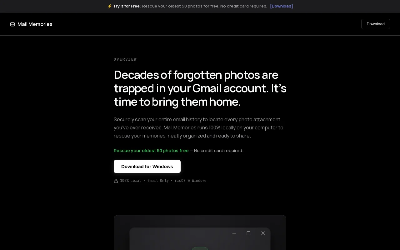 Mail Memories – A desktop app to rescue photos from Gmail