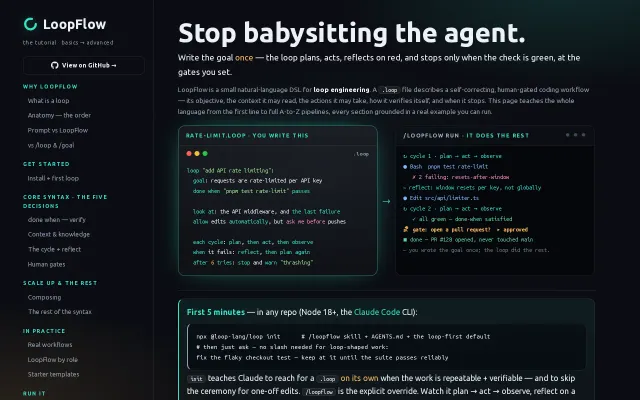 LoopFlow – plain-English loops that run coding agents until tests pass