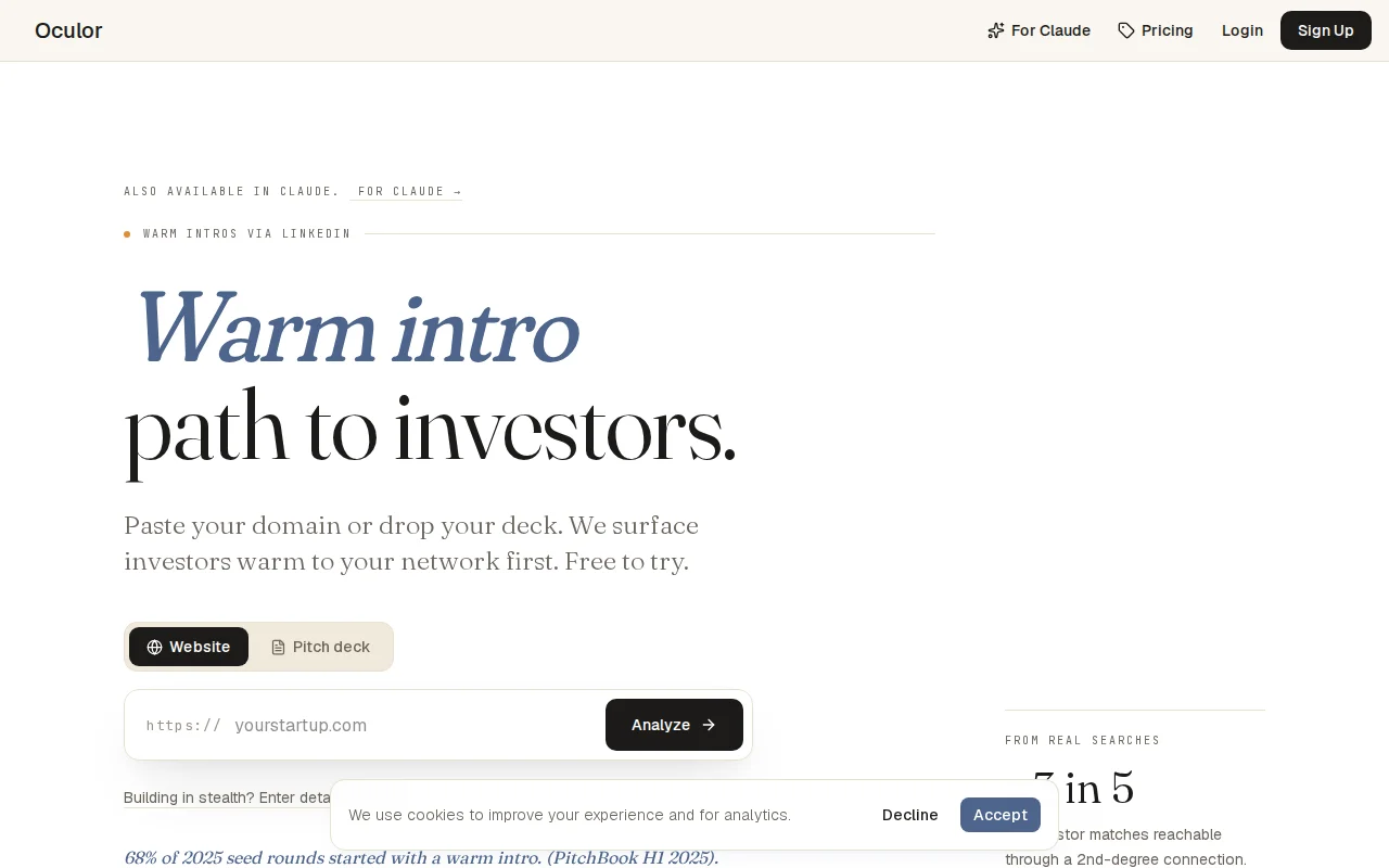 Oculor: find warm intro paths to investors